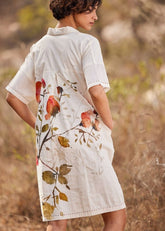 A Model Wearing Blue Cotton Mul Sino Flora curated by Only Ethikal